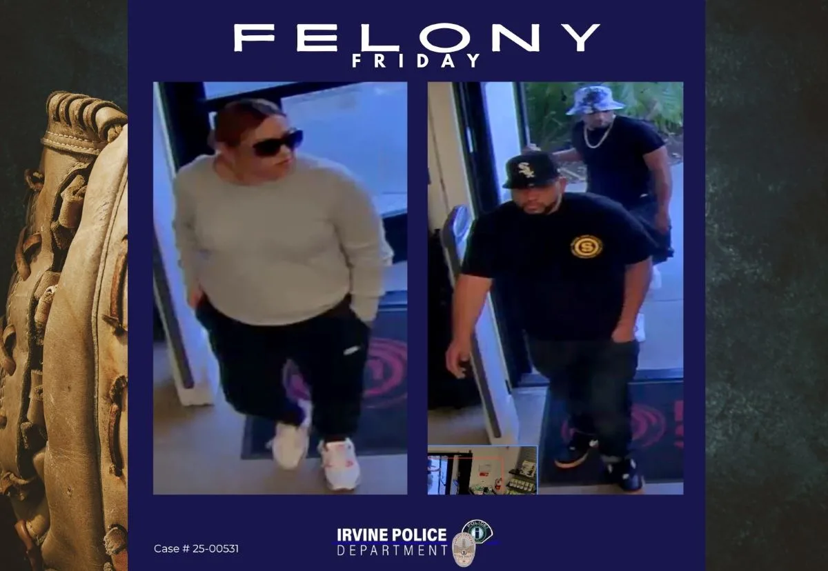 Three adult suspects stole over $2K worth of baseball gloves in Irvine