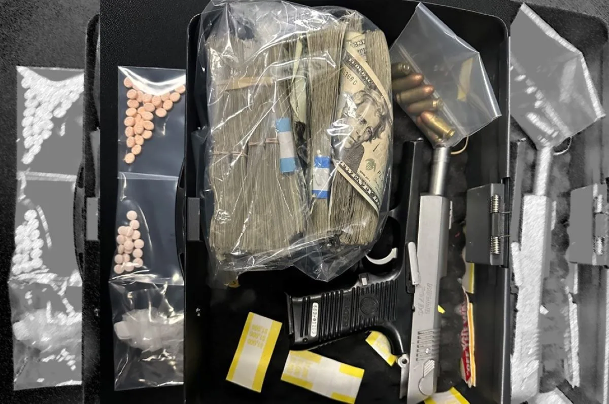 A wanted felon was arrested again in north OC and his gun drugs and cash were seized