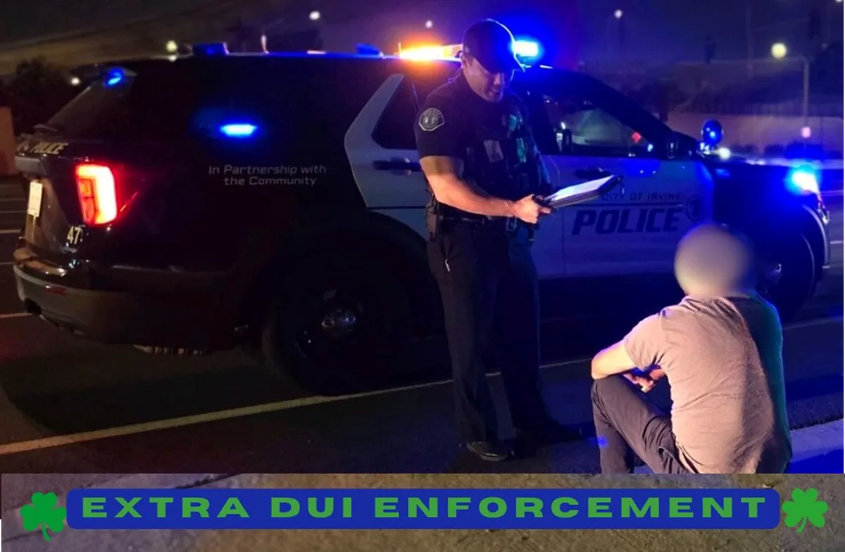 The Irvine Police will be looking for drunk drivers on St Patricks Day this Monday