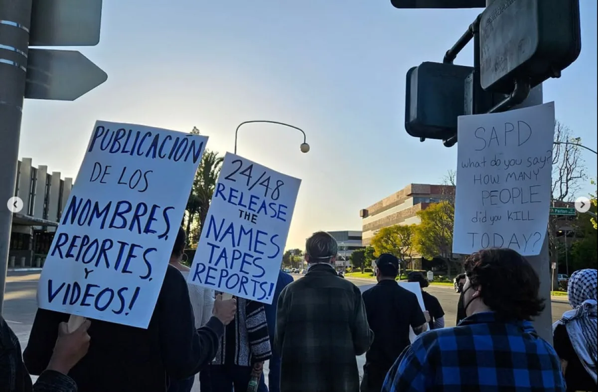Anti police demonstrators in Santa Ana